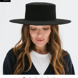 Gigipip Dahlia Boater hat, black, sz 55 XS